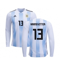 Argentina #13 Kranevitter Home Long Sleeves Kid Soccer Country Jersey