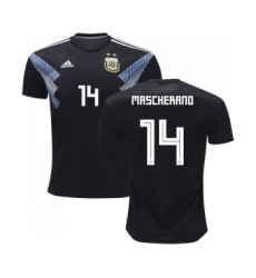 Argentina #14 Mascherano Away Kid Soccer Country Jersey