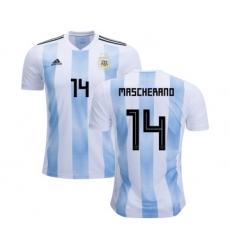 Argentina #14 Mascherano Home Kid Soccer Country Jersey