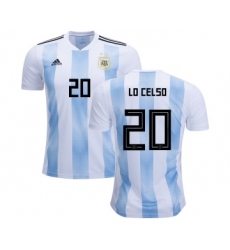 Argentina #20 Lo Celso Home Kid Soccer Country Jersey
