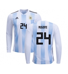 Argentina #24 Rigoni Home Long Sleeves Kid Soccer Country Jersey