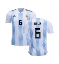Argentina #6 Biglia Home Kid Soccer Country Jersey