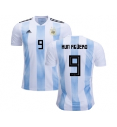 Argentina #9 Kun Aguero Home Kid Soccer Country Jersey