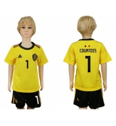 Belgium #1 Courtois Away Kid Soccer Country Jersey