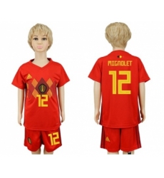 Belgium #12 Mignolet Red Home Kid Soccer Country Jersey