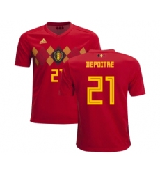 Belgium #21 Depoitre Home Kid Soccer Country Jersey