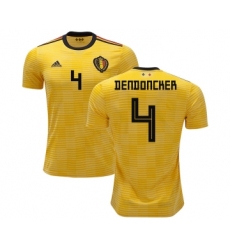 Belgium #4 Dendoncker Away Kid Soccer Country Jersey