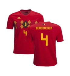 Belgium #4 Dendoncker Home Kid Soccer Country Jersey