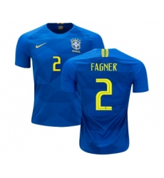 Brazil #2 Fagner Away Kid Soccer Country Jersey