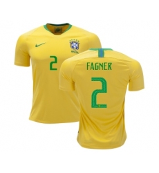Brazil #2 Fagner Home Kid Soccer Country Jersey