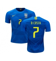 Brazil #7 D.Costa Away Kid Soccer Country Jersey