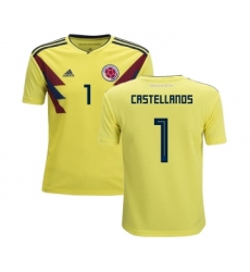Colombia #1 Castellanos Home Kid Soccer Country Jersey