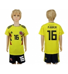 Colombia #16 M.Borja Home Kid Soccer Country Jersey