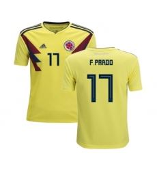 Colombia #17 F.Pardo Home Kid Soccer Country Jersey