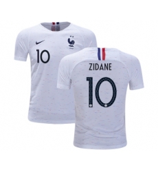 France #10 Zidane Away Kid Soccer Country Jersey