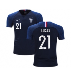 France #21 Lucas Home Kid Soccer Country Jersey