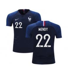 France #22 Mendy Home Kid Soccer Country Jersey