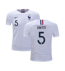 France #5 Umtiti Away Kid Soccer Country Jersey