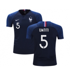 France #5 Umtiti Home Kid Soccer Country Jersey