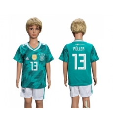 Germany #13 Muller Away Kid Soccer Country Jersey
