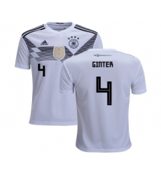 Germany #4 Ginter White Home Kid Soccer Country Jersey
