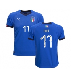 Italy #17 Eder Home Kid Soccer Country Jersey