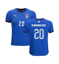 Italy #20 Bernardeschi Home Kid Soccer Country Jersey
