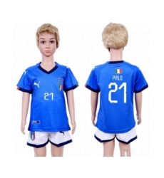Italy #21 Pirlo Home Kid Soccer Country Jersey