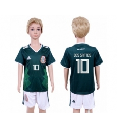Mexico #10 Dos Santos Home Kid Soccer Country Jersey
