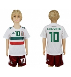 Mexico #10 G.Dos Santos Away Kid Soccer Country Jersey