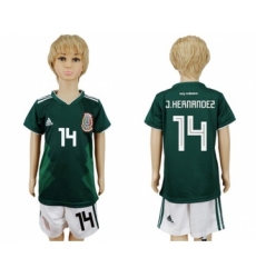 Mexico #14 J.Hernandez Home Kid Soccer Country Jersey