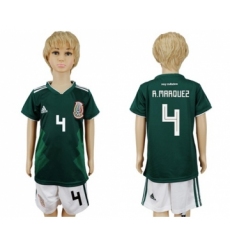 Mexico #4 R.Marquez Home Kid Soccer Country Jersey