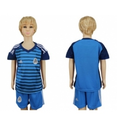 Mexico Blank Blue Goalkeeper Kid Soccer Country Jersey