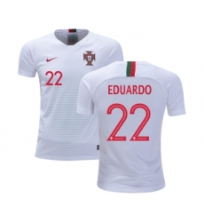 Portugal #22 Eduardo Away Kid Soccer Country Jersey