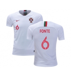 Portugal #6 Fonte Away Kid Soccer Country Jersey