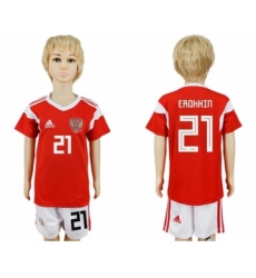Russia #21 Erokhin Home Kid Soccer Country Jersey