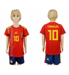 Spain #10 Fabregas Red Home Kid Soccer Country Jersey