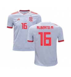 Spain #16 Alberto M. Away Kid Soccer Country Jersey