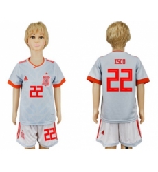Spain #22 Isco Away Kid Soccer Country Jersey