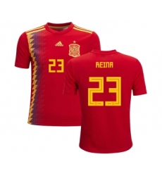 Spain #23 Reina Red Home Kid Soccer Country Jersey