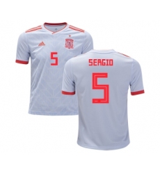 Spain #5 Sergio Away Kid Soccer Country Jersey