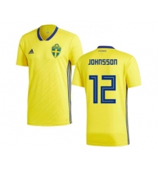 Sweden #12 Johnsson Home Kid Soccer Country Jersey