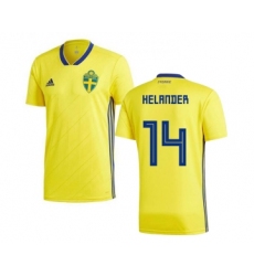 Sweden #14 Helander Home Kid Soccer Country Jersey