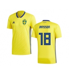 Sweden #18 Jansson Home Kid Soccer Country Jersey