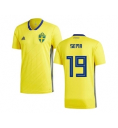 Sweden #19 Sema Home Kid Soccer Country Jersey