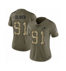 Women's Buffalo Bills #91 Ed Oliver Limited Olive Camo 2017 Salute to Service Football Jersey