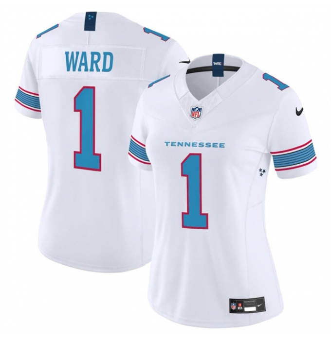 Women's Tennessee Titans #1 Cameron Ward White 2026 F.U.S.E. Vapor Limited Stitched Football Jersey(Run Small)