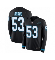 Youth Carolina Panthers #53 Brian Burns Limited Black Therma Long Sleeve Football Jersey