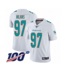 Men's Miami Dolphins #97 Christian Wilkins White Vapor Untouchable Limited Player 100th Season Football Jersey