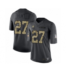 Men's Cleveland Browns #27 Kareem Hunt Limited Black 2016 Salute to Service Football Jersey